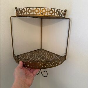 Vintage Gold Metal corner Wall Shelf